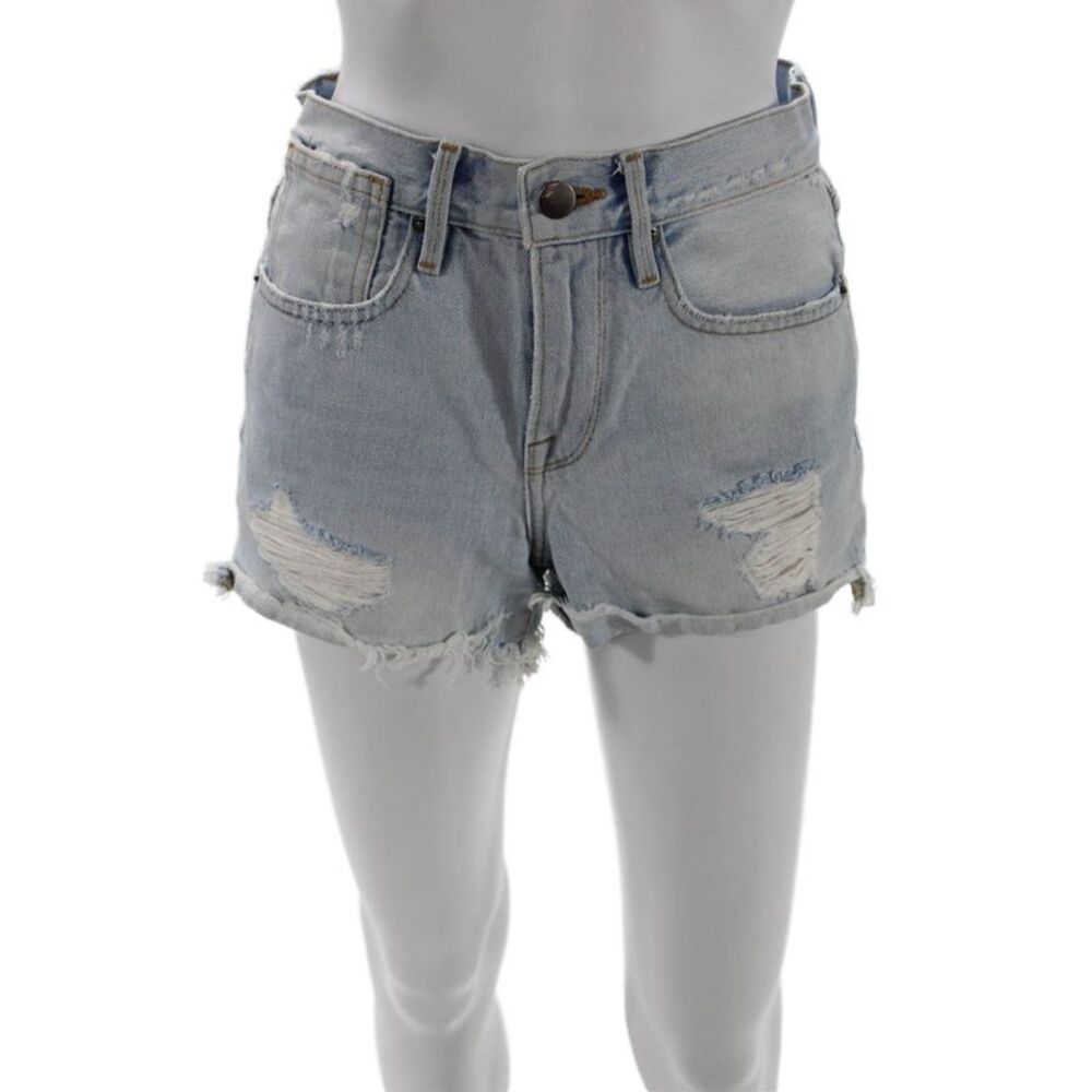 Frame Denim Unisex Light Blue Cotton Beach Shorts Size 23